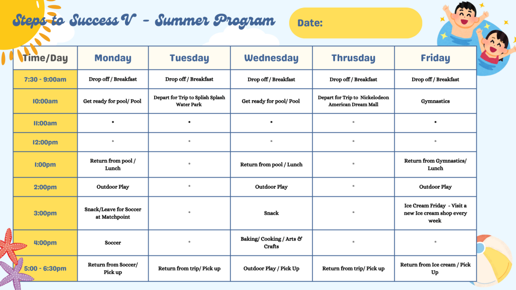 summer camp schedule